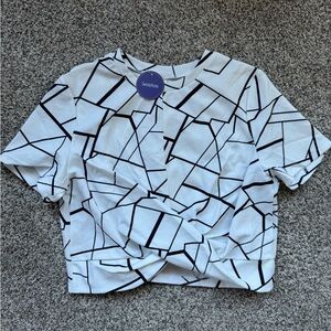 Black and White Geometric Women's Top